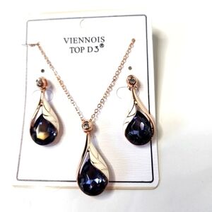 Women's Drop Earrings Necklace Set new Viennois blue